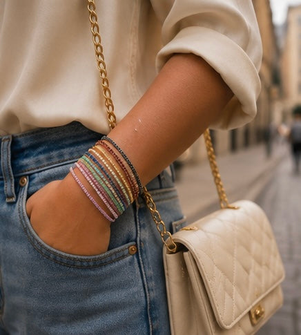 11 bracelets simples à strass brillants