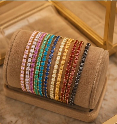 11 bracelets simples à strass brillants